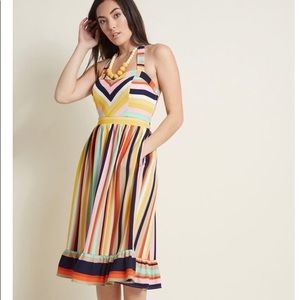 ModCloth Frequently Piquent rainbow halter XL